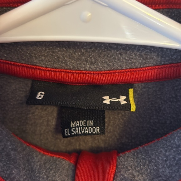 Under Armour Quarter Zip Jacket Gray and Red Size 6 - Picture 8 of 15